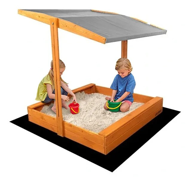 Zandbak 120x120 cm met Verstelbaar Dak incl. Grondzeil- Grijs