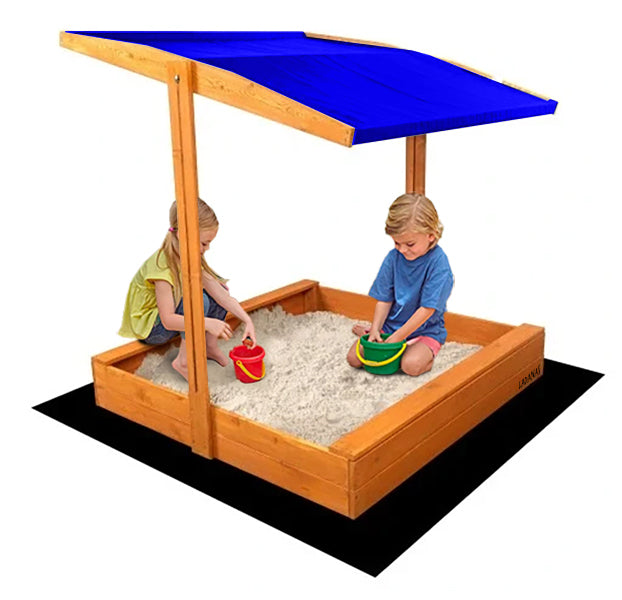 Zandbak 120x120 cm met Verstelbaar Dak incl. Grondzeil- Blauw