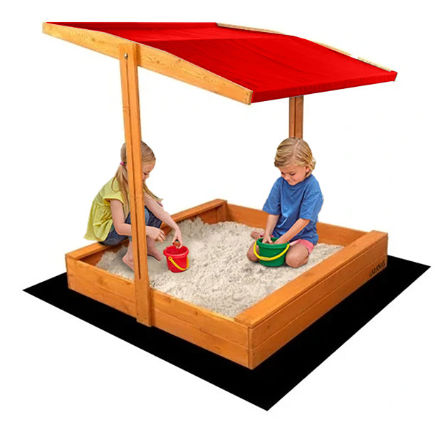 Zandbak 120x120 cm met Verstelbaar Dak incl. Grondzeil-Rood