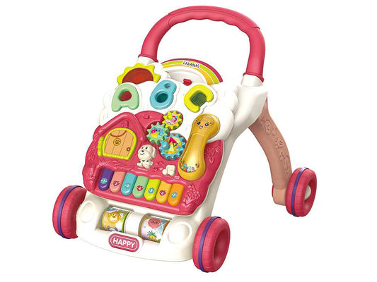 2-in-1 Babywalker – Loopstoel baby en Speelbord voor Eerste Stapjes - Roze