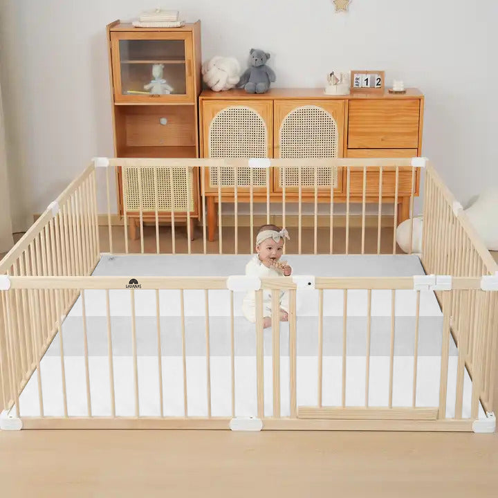 Grondbox Baby & Luxe Speelmat Baby - 160x180cm - Veilige ONGELAKTE Baby box met EXTRA DIKKE Speelmat Foam 4cm
