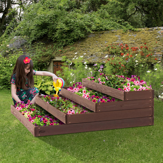 Moestuinbak in etages met worteldoek, ideaal voor groente en fruit, plantenbakken voor buiten.