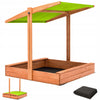 Zandbak 120x120 cm met Verstelbaar Dak incl. Grondzeil- Groen
