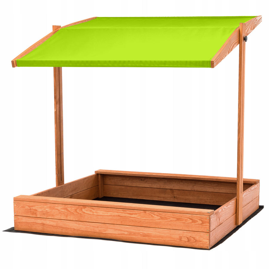 Zandbak 120x120 cm met Verstelbaar Dak incl. Grondzeil- Groen