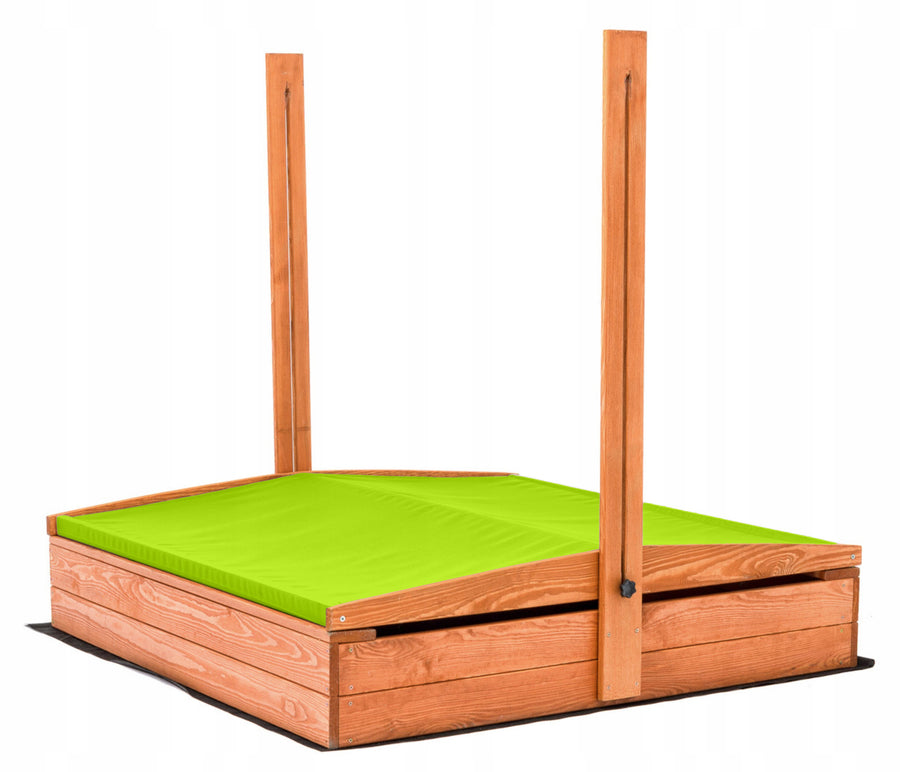 Zandbak 120x120 cm met Verstelbaar Dak incl. Grondzeil- Groen