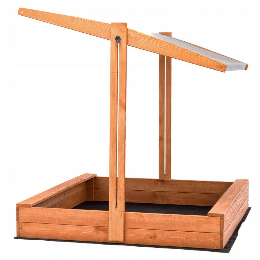 Zandbak 120x120 cm met Verstelbaar Dak incl. Grondzeil- Grijs