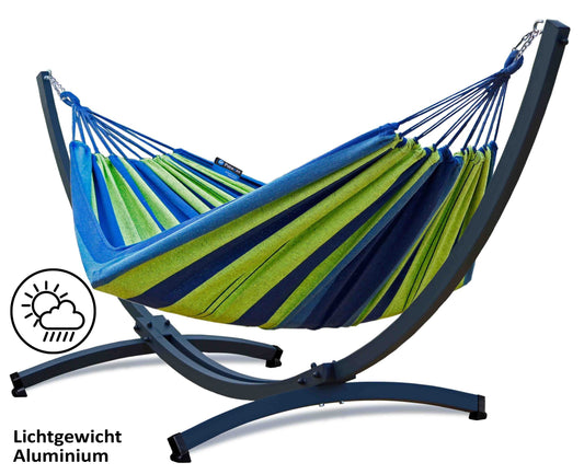 Hangmat met standaard - Prime & Singa - Blauw/Groen