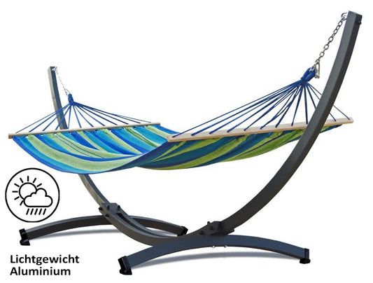 Hangmat met standaard - Prime & Acadia - Blauw/Groen