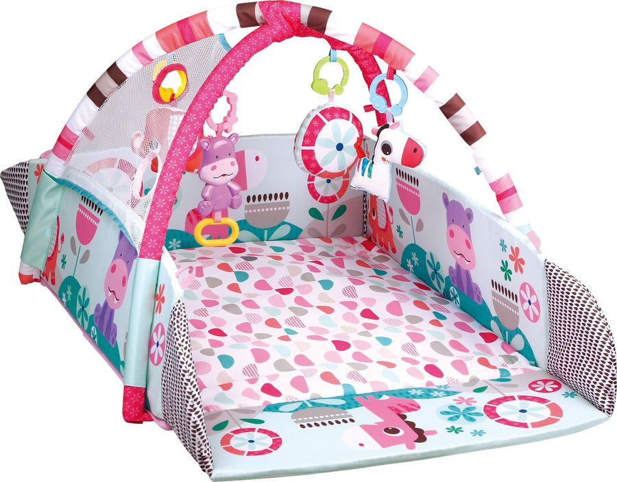 Speelkleed baby 5in1 + Buikligtrainer - BABYGYM MET AANPASBARE WANDEN - Ballenbak incl 30 ballen + 5 speeltjes - Activity gym baby - Baby cadeau - 0m+