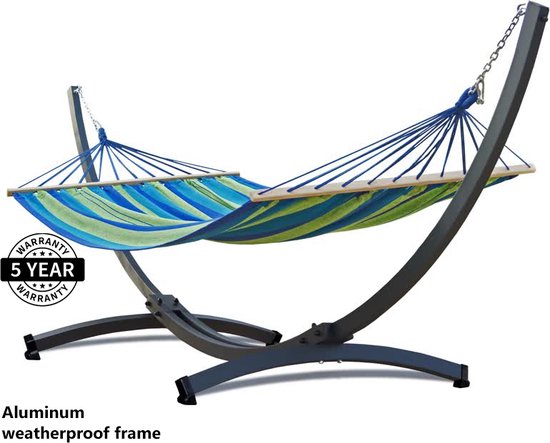 Hangmat met standaard - Prime & Acadia - Blauw/Groen