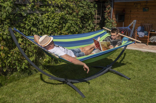 Hangmat met standaard - Prime & Acadia - Blauw/Groen
