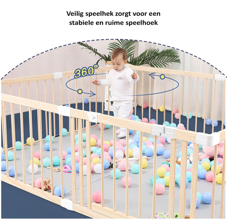 veilige houten grondbox voor baby’s