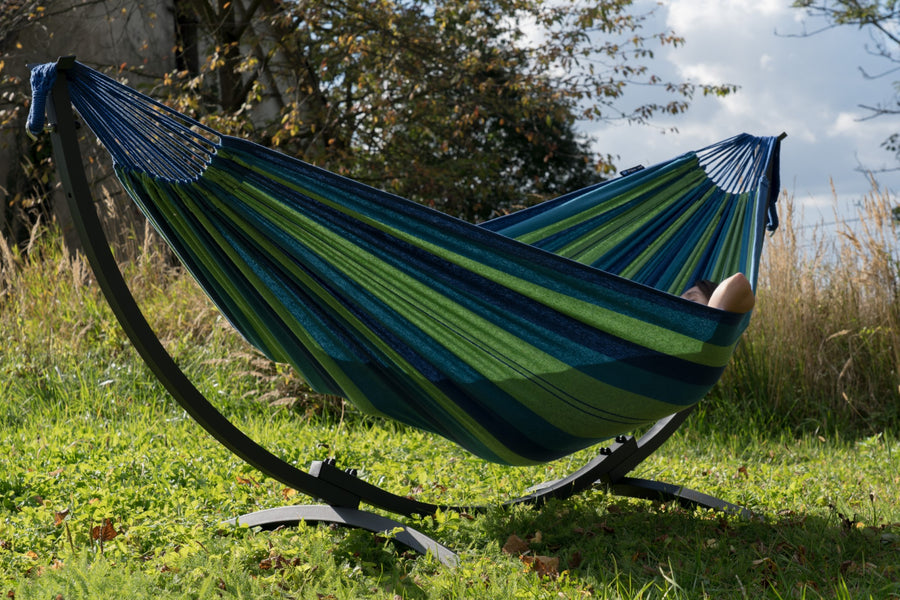 Hangmat met standaard  - Compact & Singa - Blauw/Groen