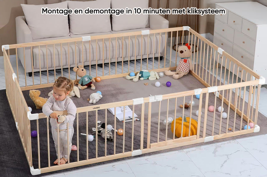 Grondbox baby, speelbox, kinderbox met eenvoudige montage en demontage voor ruimtebesparing.
