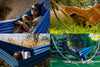 Hangmat met standaard  - Compact & Singa - Blauw/Groen