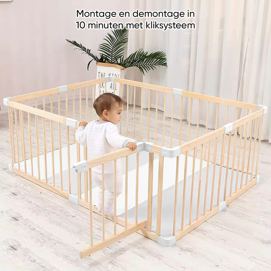 baby grondbox van hout met deurtje
