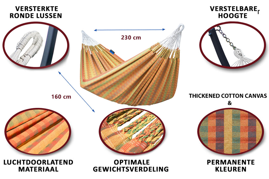 Hangmat met standaard  2 Persoons - WEERBESTENDIG