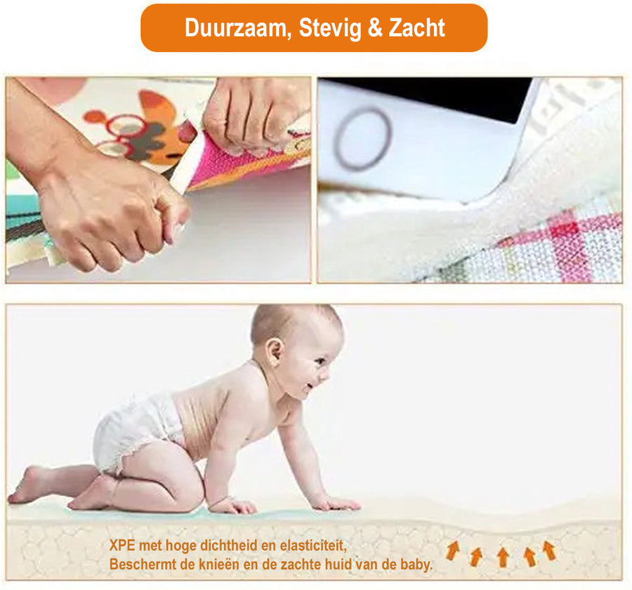  "Dubbelzijdig speelkleed voor baby's, duurzaam, stevig en zacht, beschermt de knietjes van de baby."