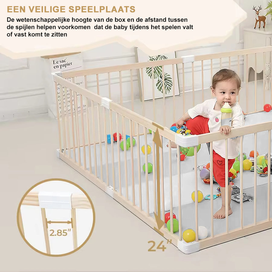 Grondbox Baby & Luxe Speelmat Baby - 160x180cm - Veilige ONGELAKTE Baby box met EXTRA DIKKE Speelmat Foam 4cm