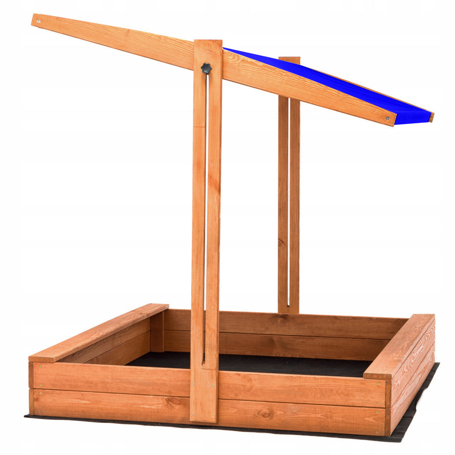 Zandbak 120x120 cm met Verstelbaar Dak incl. Grondzeil- Blauw