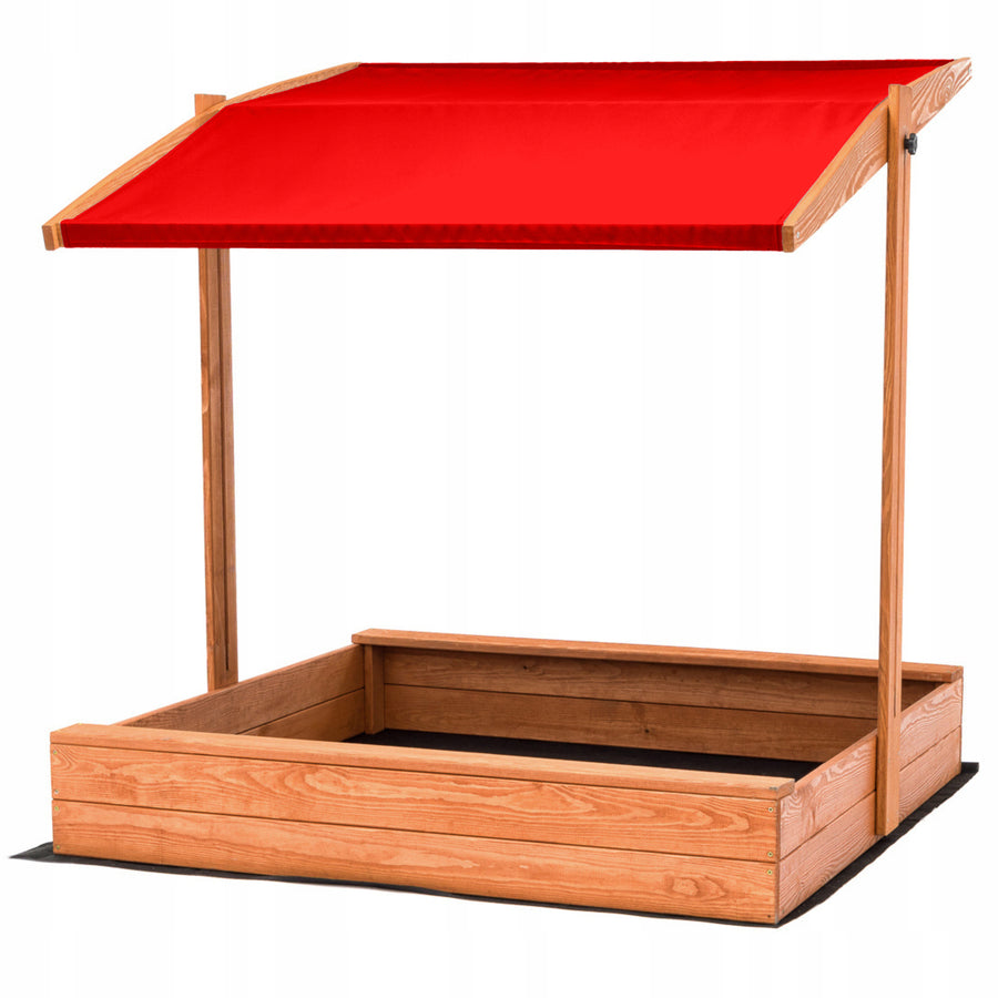 Zandbak 120x120 cm met Verstelbaar Dak incl. Grondzeil-Rood