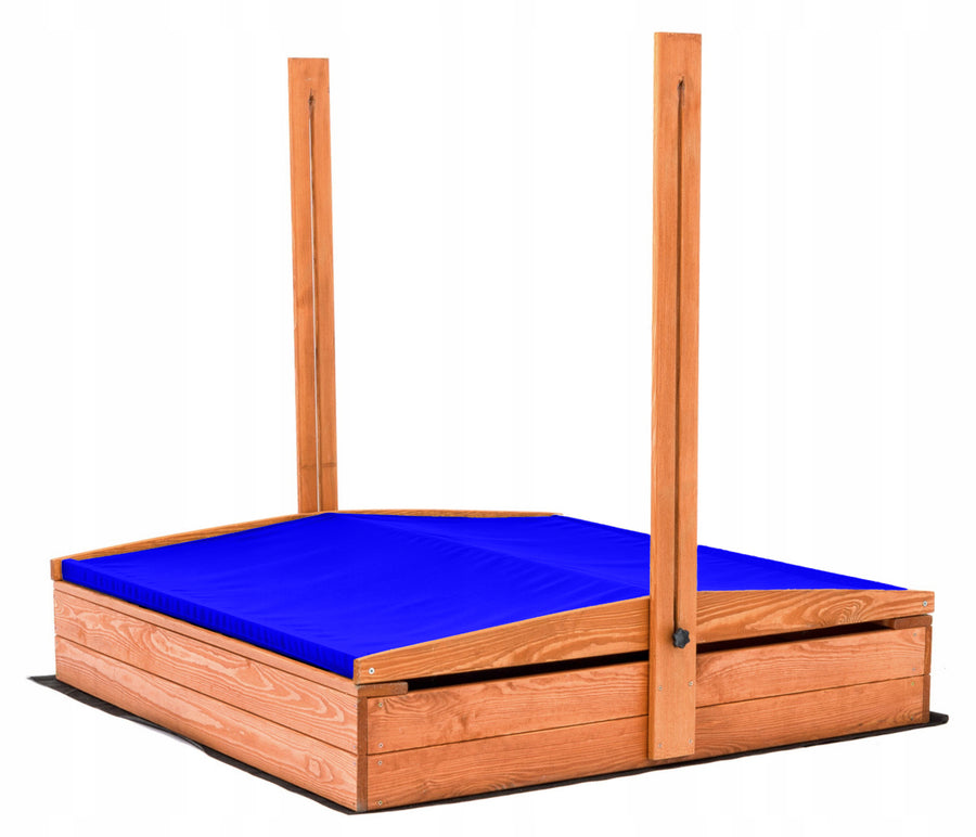 Zandbak 120x120 cm met Verstelbaar Dak incl. Grondzeil- Blauw