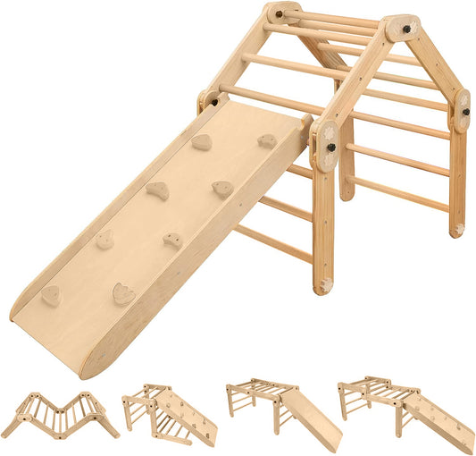 Houten klimrek en Pikler driehoek, perfect voor binnen, in speelkamer voor kinderen Klimrek Ladanas