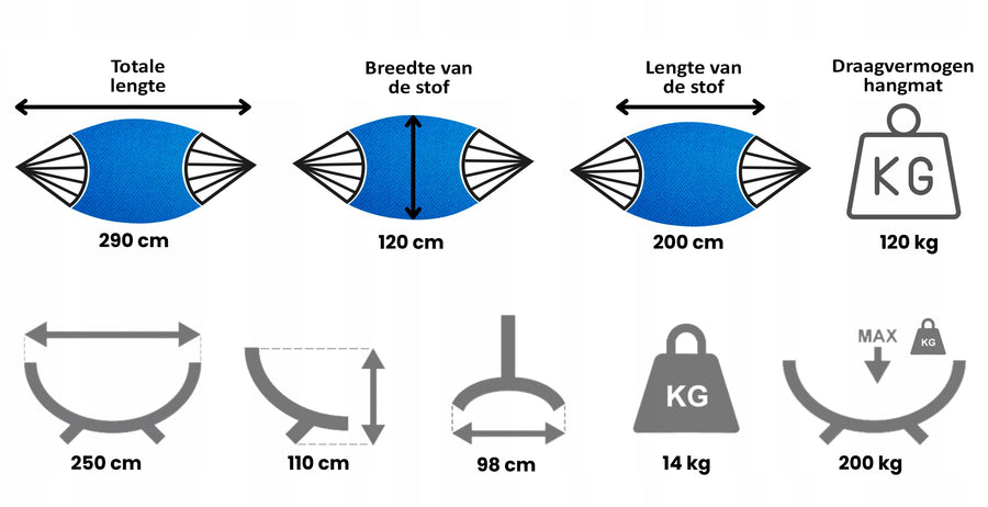 Hangmat met standaard  - Compact & Singa - Blauw/Groen