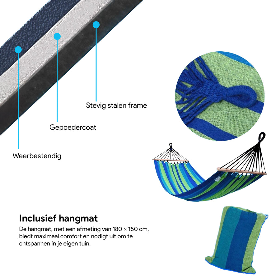 Hangmat met Standaard en Spreidstok - WEERBESTENDIG