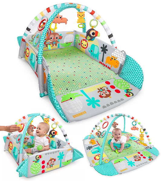 Babygym groen, speelkleed baby met boog, op 5 manieren te gebruiken: box, ballenbak en kleed.