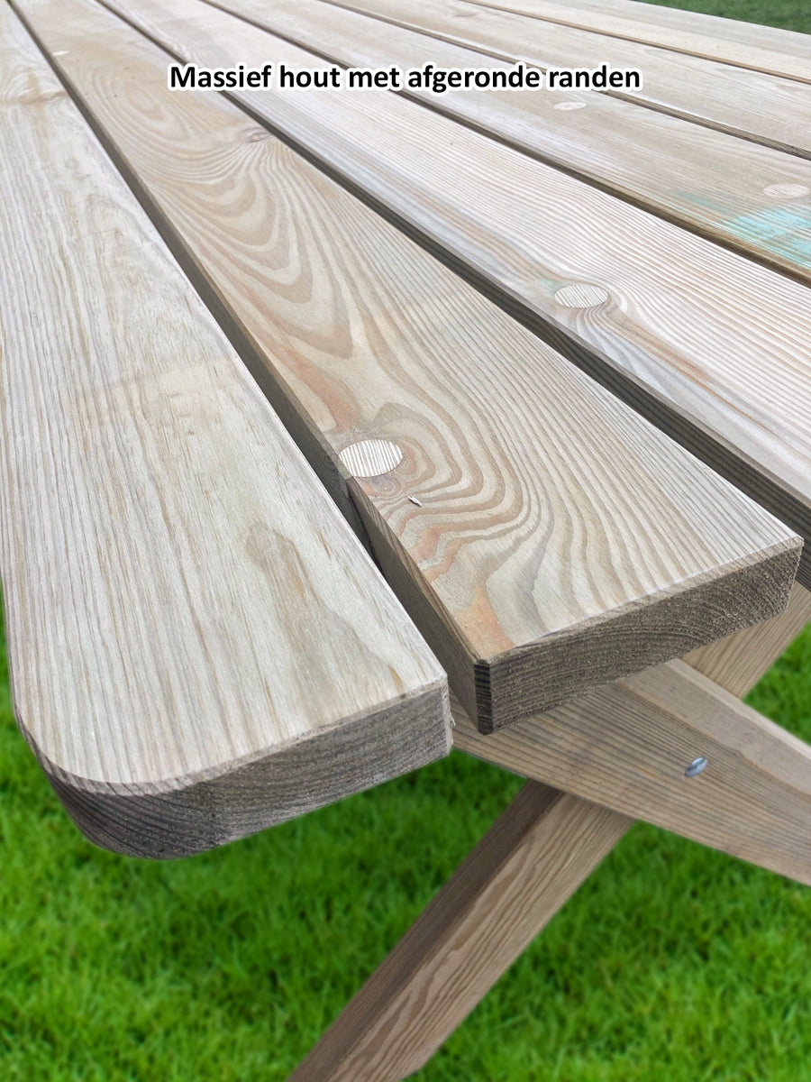 Houten Tuinset Premium – Geïmpregneerde Tuintafel 120 cm + 2 Tuinbanken 120 cm - Andy