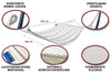 Hangmat, 2persoons: Versterkte ronde lussen, verstelbare hoogte, luchtdoorlatend materiaal voor optimale gewichtsverdeling.