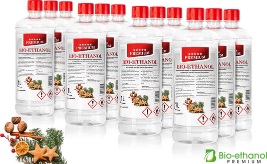Bio-ethanol Premium - Kerstgeur - 12 x 1L - 96,6% Bio-Ethanol Ladanas®   