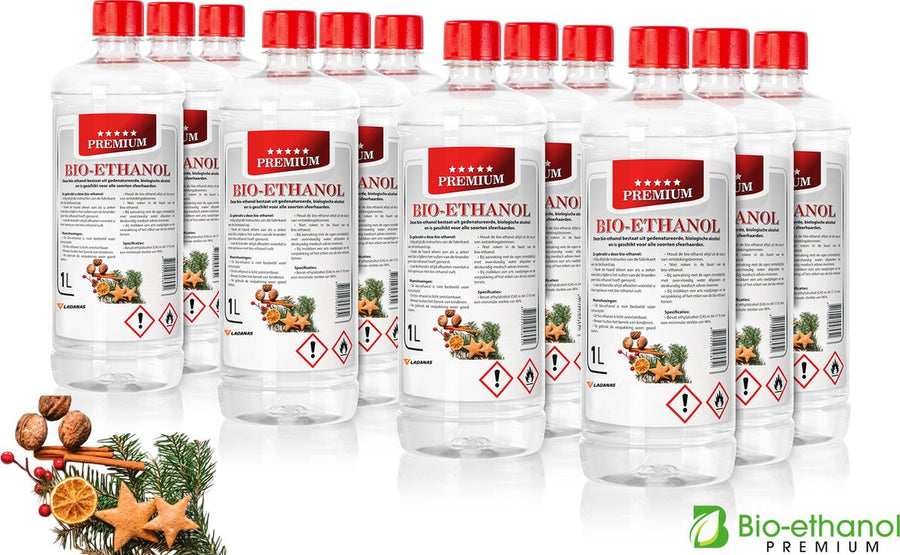 Bio-ethanol Premium - Kerstgeur - 12 x 1L - 96,6%