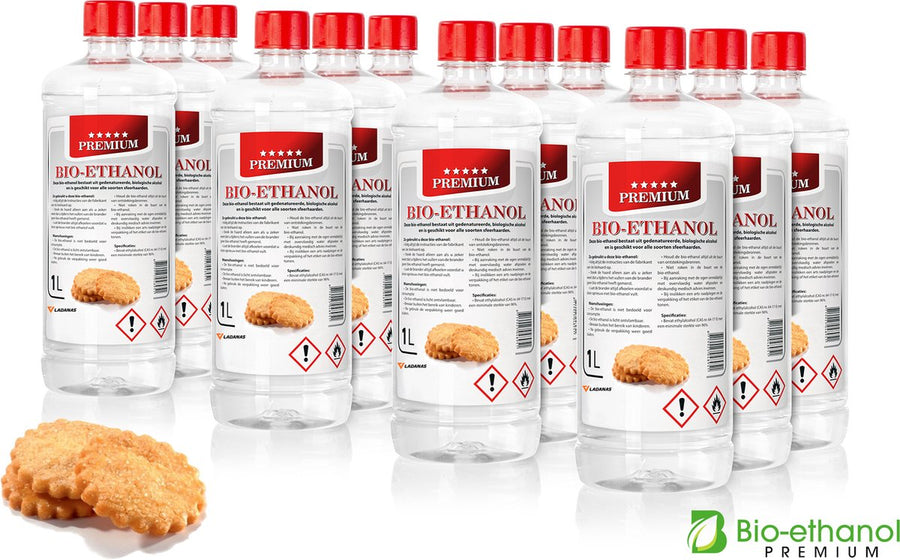 Bio-ethanol Premium - Koekjesgeur - 12 x 1L - 96,6%