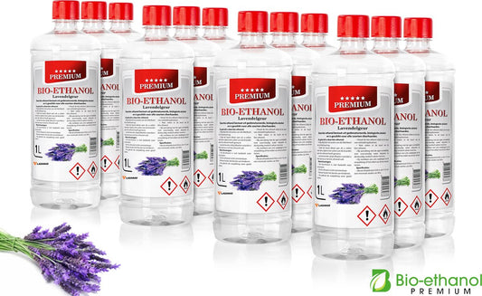 Bio-ethanol Premium - Lavendelgeur - 12 x 1L - 96,6% Bio-Ethanol Ladanas®   