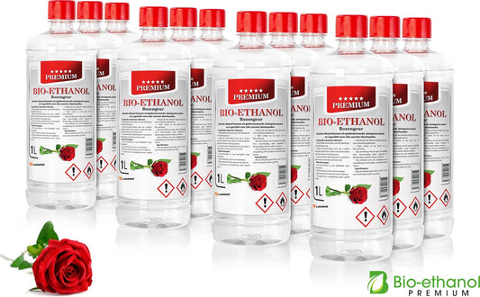Bio-ethanol Premium - Rozengeur - 12 x 1L - 96,6% Bio-Ethanol Ladanas®   