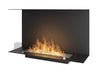 "Sfeerhaard bio-ethanol Infire C800-V1: zwarte inbouw haard met warme vlam, pure elegantie." 