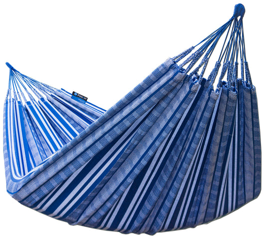 "Luxe 2-persoons hangmat Pereira 320*140 in blauw, voor ultieme ontspanning." 