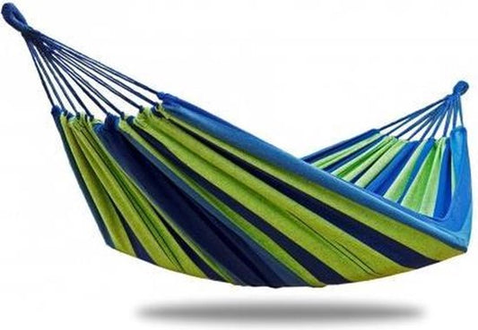 "Comfortabele Singa blauw/groene Potenza hangmat voor èèn persoon."