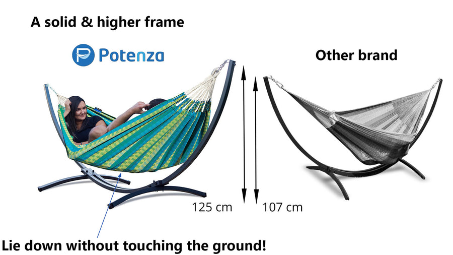 Hangmat met standaard  - Grande & Pereira - Zwart/Wit Hangmatset Potenza®   