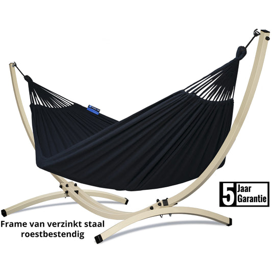 Hangmat met standaard  - Grande Premium & Roma - Zwart Hangmatset Potenza®   
